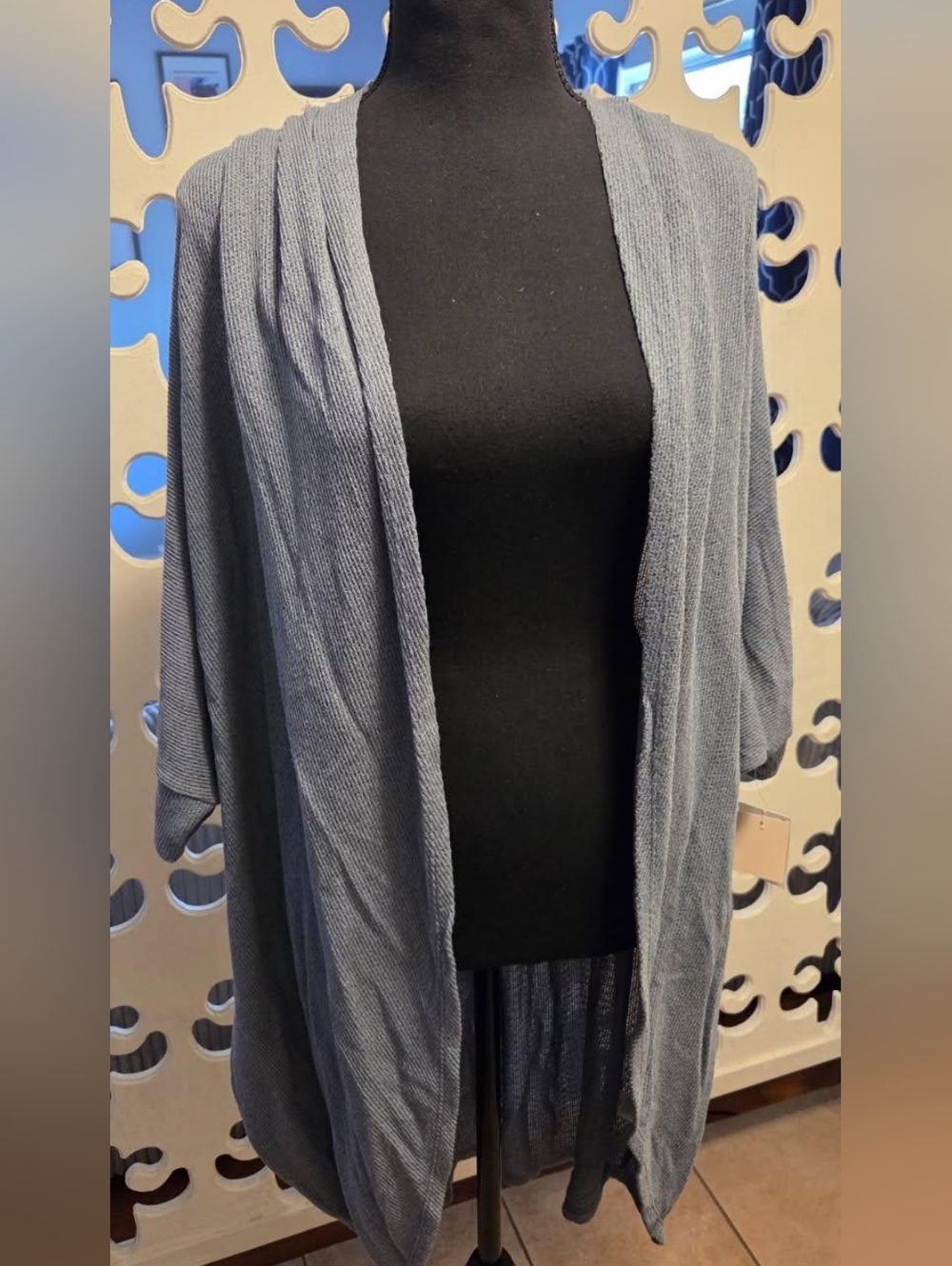 Grey Open-Front Women's Cardigan Sweater